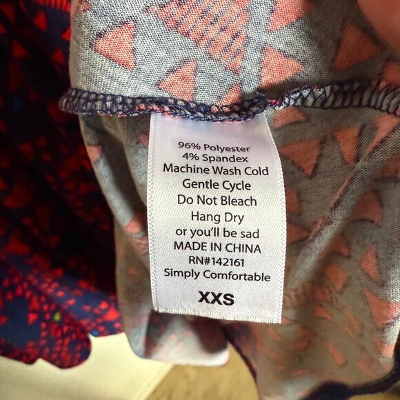 LuLaRoe Womens Dress Size XXS Nicole Fit & Flare Navy Red‎ Blue Lime Triangles - Picture 6 of 7